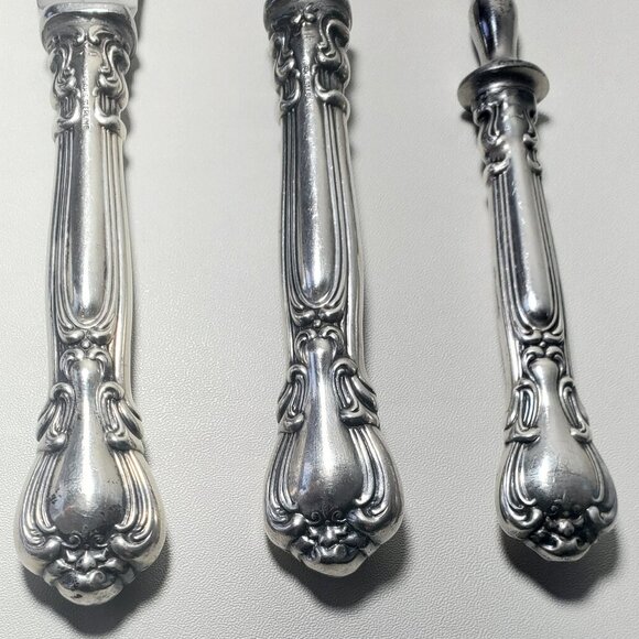 BIRKS Chantilly 3 Piece Carving Set Sterling Handles c1930s-1950s - Picture 10 of 12